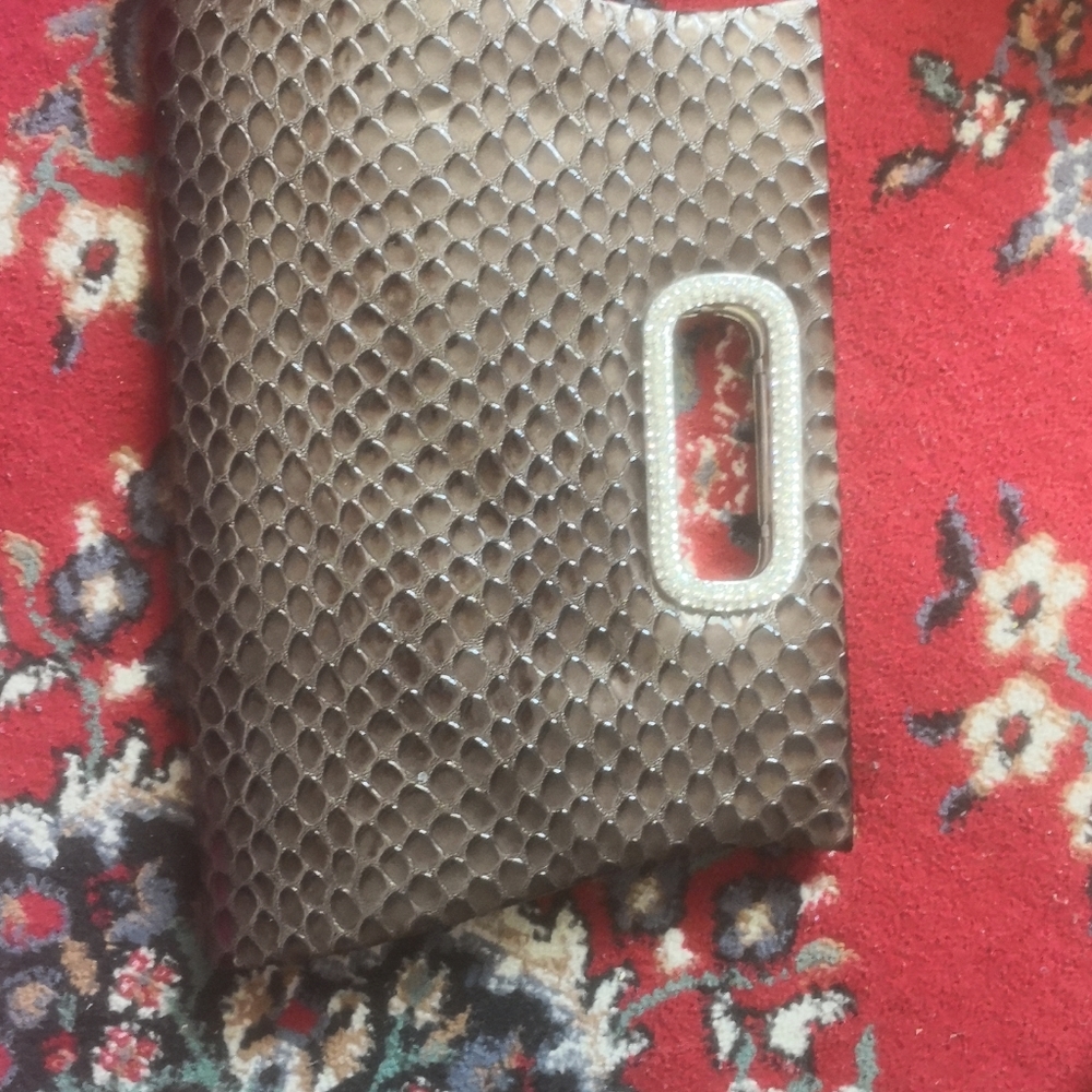 Brown Evening clutch with silver gem handle